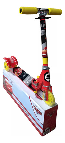 Scooter Infantil 3 Ruedas Luz Led Plegable Diseño Cars Color Rojo