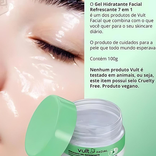 Gel Hidratante Facial Refrescante 7 Em 1 Vult - 100g Todo Tipo De Pele Dia/noite