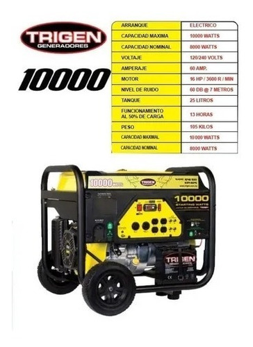 Generador Trigen 8000/10000 Watts A Gasolina Mod. 2020 