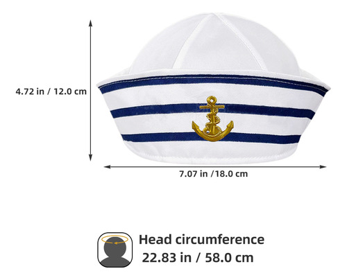 Gorro Marinero Con Rayas Náuticas, 5 Unidades: Azul Para Muj
