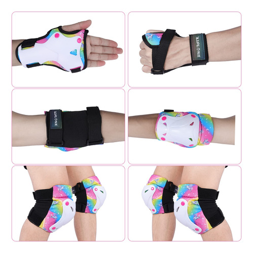 Conjunto De Protección Para Niños Rodilleras Coderas Muñeque Multi
