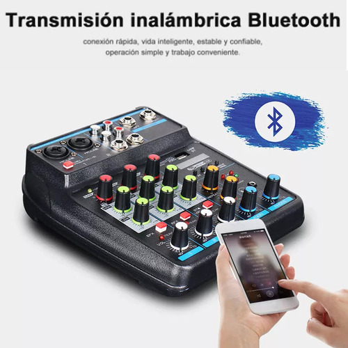 Mesa De Som Bt 4 Canais Usb Audio Mixer 48v Potência 110v/22
