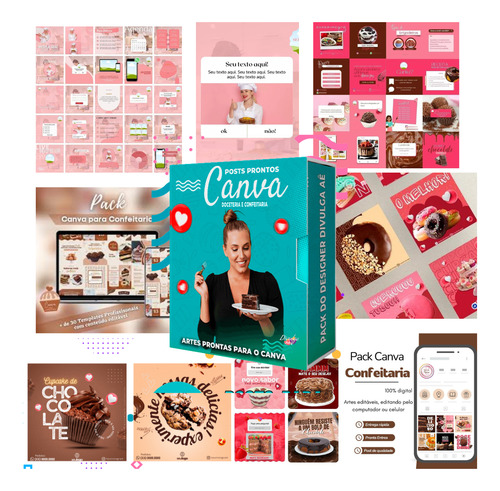 25 Templates Editáveis Canva Para Instagram Confeitaria