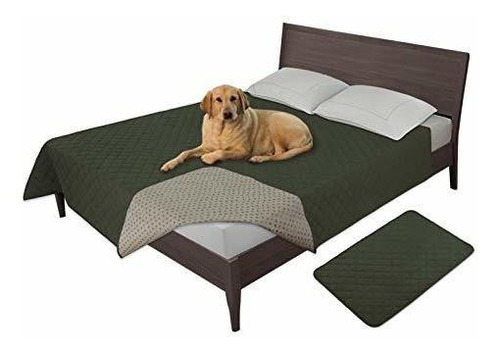 Cubrecamas Easy-going Color Verde Oscuro Protectora Suave Verde Oscuro Liso