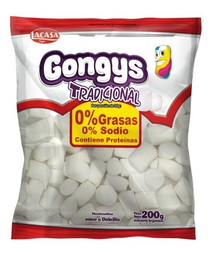 Imagen 1 de 1 de Malvaviscos Gongys Blancos X 200 Grs - Lollipop