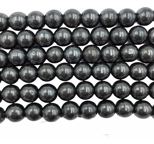 Bola Conta Pedra Hematita 8mm +- 50pçs P/ Terços E Pulseiras