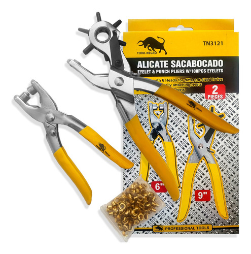 Set Alicates Sacabocado 2 Pieza Prensas Ojetillos