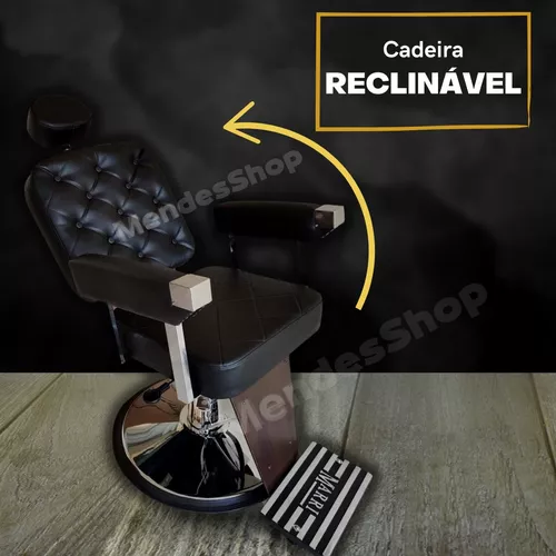 Cadeira de barbeiro premium Black 【BARBEARIA】