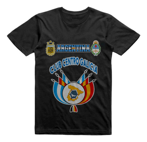 Remera Algodon Negra Club Centro Galicia Ushuaia