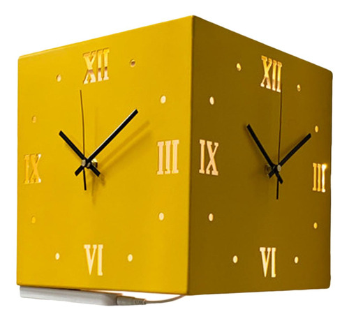 Reloj De Pared Corne De Doble Cara, Reloj Interior Amarillo