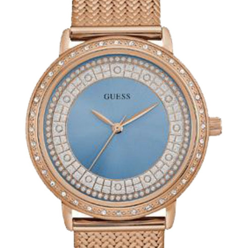 Relógio Feminino Guess 92288lpgdra6 Rosê Visor Azul