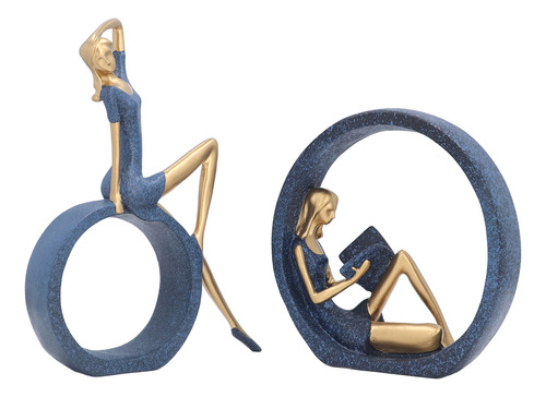 Escultura De Mujer Leyendo, Estatua De Niña De Yoga, 2 Pieza