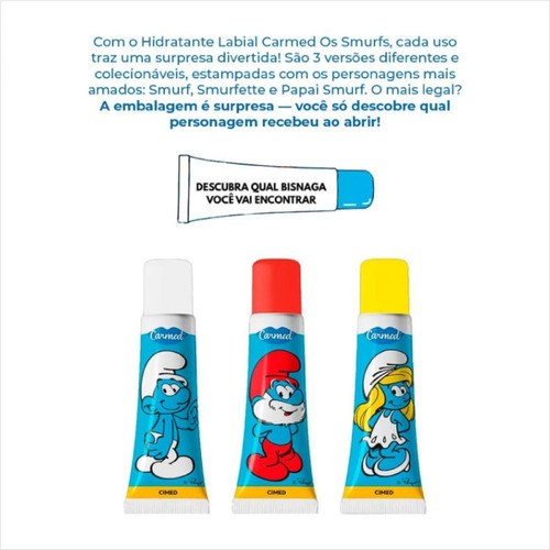 Hidratante Labial Carmed Surpresa Coleção Os Smurfs 10g