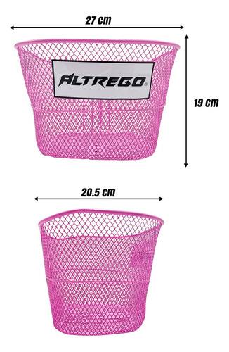 Canasta Canastilla Para Bicicleta Rodado 16 Incluye Soportes Color Rosa