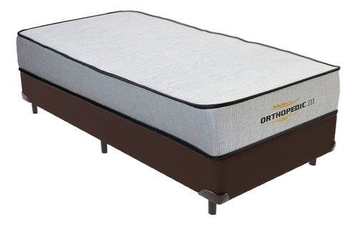 Cama Box Marrom E Colchão Orthopedic D33 Vstore 88x188x30