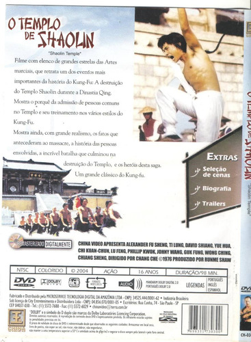 Templo Shaolin - Dvd - O Melhor Das Artes Marciais (Usado)