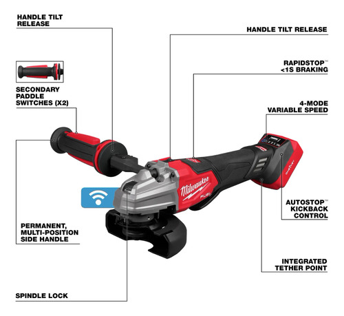 Milwaukee Amoladora Cabeza Plana 2986-20 Bat 8ah/cag 2 En 1