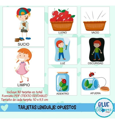 Kit Imprimible Tarjetas Lenguaje Opuestos Picto- Formato Pdf