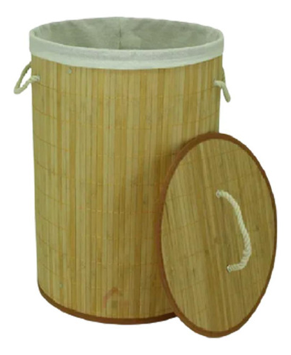 Cesto Bambu Forrado Roupas Sujas Banheiro Lavanderia Alças