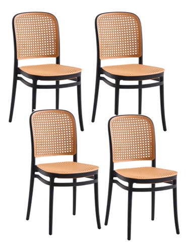 Set 4 Sillas Comedor/terraza/camping Rattan Modelo Lombardia