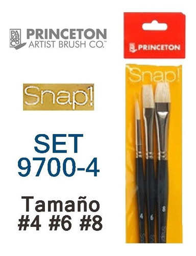 Pincel Snap! S-9700 Set-4 Largo Cerda N° 4,6,8 Profesional