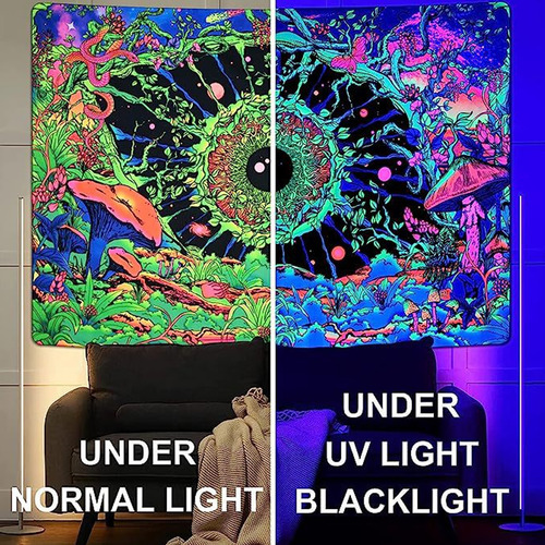 Tapiz Reactivo A Los Rayos Uv, Patrón De Ojos Con Luz Negra,
