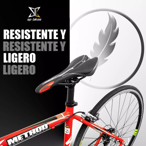 Asiento Negro/rojo Vzr Para Bicicleta Ruta / Montaña
