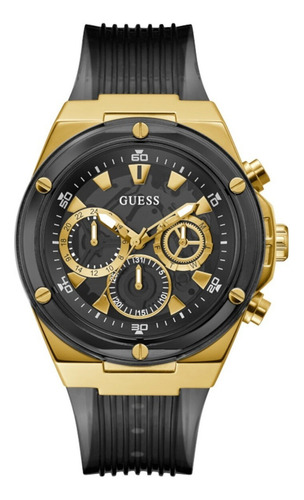 Reloj Guess Poseidon Para Caballero Gw0425g1 Negro Color Del Bisel Dorado Color Del Fondo Dorado