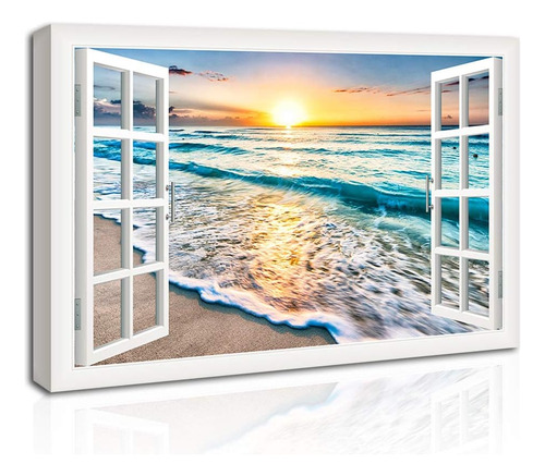 Wave Canvas Wall Art Sunset Ocean Nature Imágenes List...