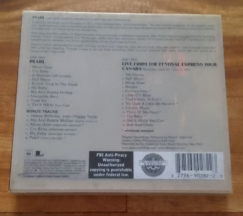 Janis Joplin - Pearl / Remaster / Deluxe / U.s.a. / 2 Cd Remasterizado (Usado)