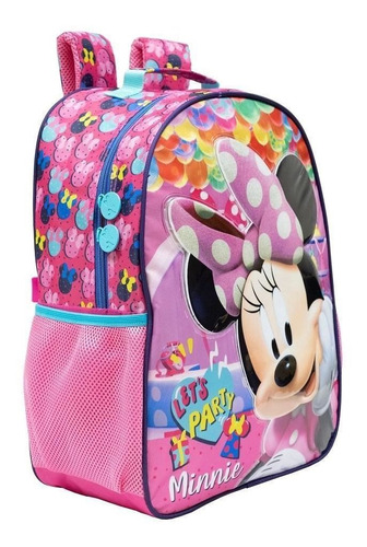 Mochila Minnie Infantil Escolar Feminina Sem Rodinhas Grande Cor Rosa Desenho do tecido Liso