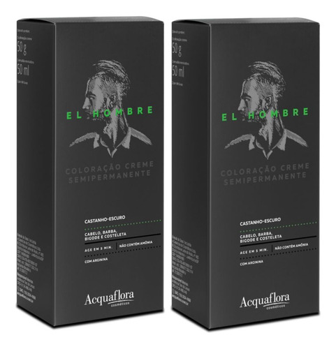 Kit 2 Uni Coloração El Hombre Castanho Escuro Acquaflora