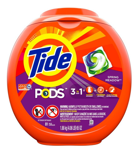 Imagen 1 de 7 de Detergente Tide En Capsulas Spring Meadow 81 Unidades