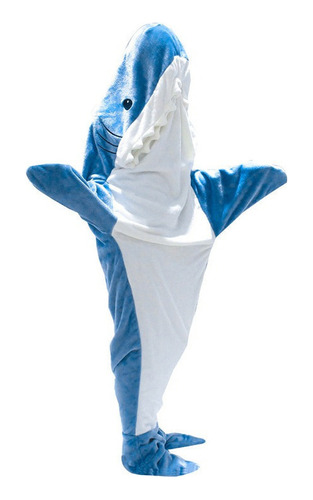 Cobertor de tubarão para adultos, cobertor de tubarão com capuz, fecho azul Location XL