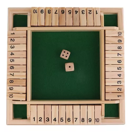 We Games 4 Player Shut The Box Jogo de tabuleiro de dados com tampa -  Madeira manchada