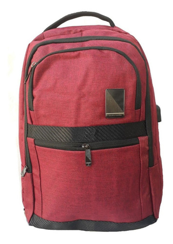 Mochila Pierre Cardin Coneccion Usb Notebook Color Bordó