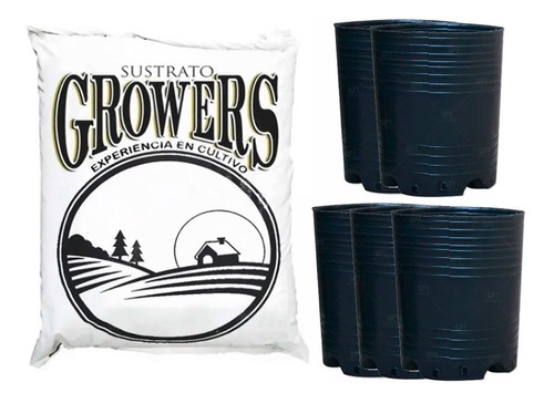 Sustrato Growers Original Cultivo 50lts Con Macetas 10lts 5u