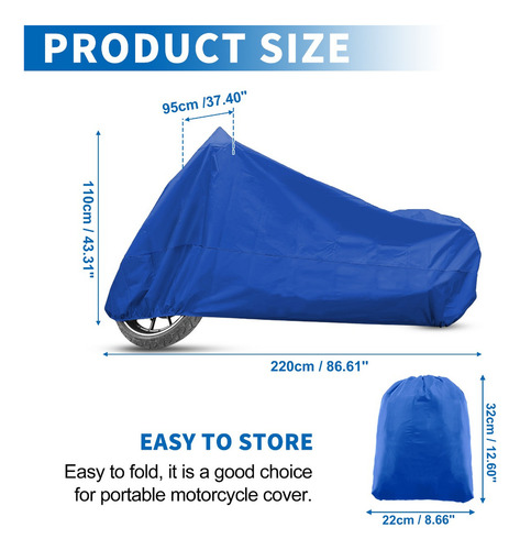 Cubiertas Para Moto 220x95x110cm Blue