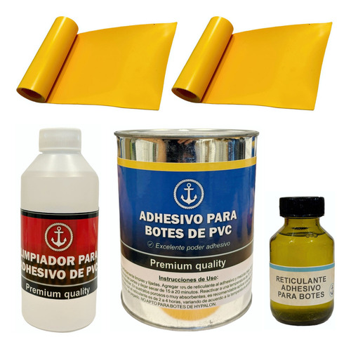 Pegamento Para Semirrigido 1lt + Limp + Tela Pvc 10cm X 3mts Color Amarillo