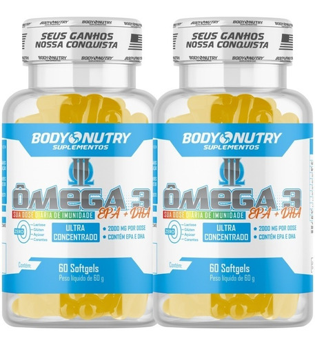 2x Ômega 3 Puro 2000mg Epa & Dha 120caps Isento De Metais Sabor Sem Sabor