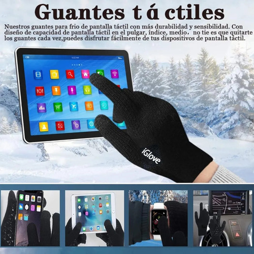 Par Guantes Touch Compatible Con Ipad Invierno Pantallas Rosa Claro Lisa
