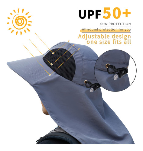 Sombrero De Sol Unisex Con Protección Uv Upf 50 Y Solapa