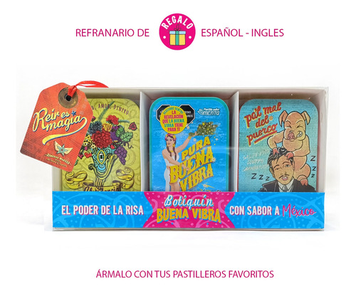Divertida Colección De 3 Latas Con Dulce + Refranario R M