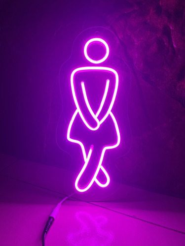 Letrero Led Néon Flex Baño Mujer 15cm X 30cm