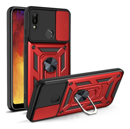 Funda Case Para Huawei Y6 2019 Holder Protector Camara Rojo