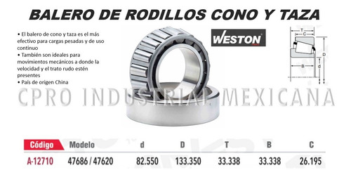 4 Baleros De Cono Y Taza Modelo 47686/47620 Marca Weston