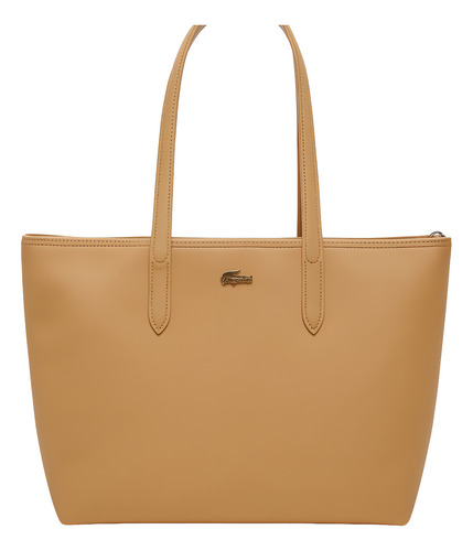 Bolso Lacoste Nf46320v Original Café Lisa Níquel Dorado Oscuro