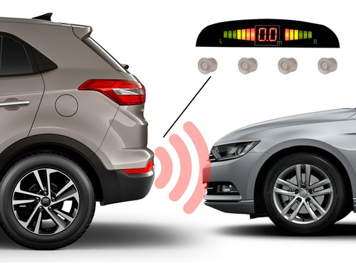 Sensor Ré Estacionamento Led Cor Carro Fit Cinza Barium