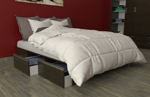 Imagen 3 de 9 de Cama Sommier 2 Plazas Box Con Cajones Corredera Telescopica Y Baulera 160x200 C/ Garantia Mobilarg