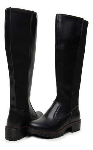 Bota Cano Longo Feminina Panturrilha Grossa Plus Size Preto